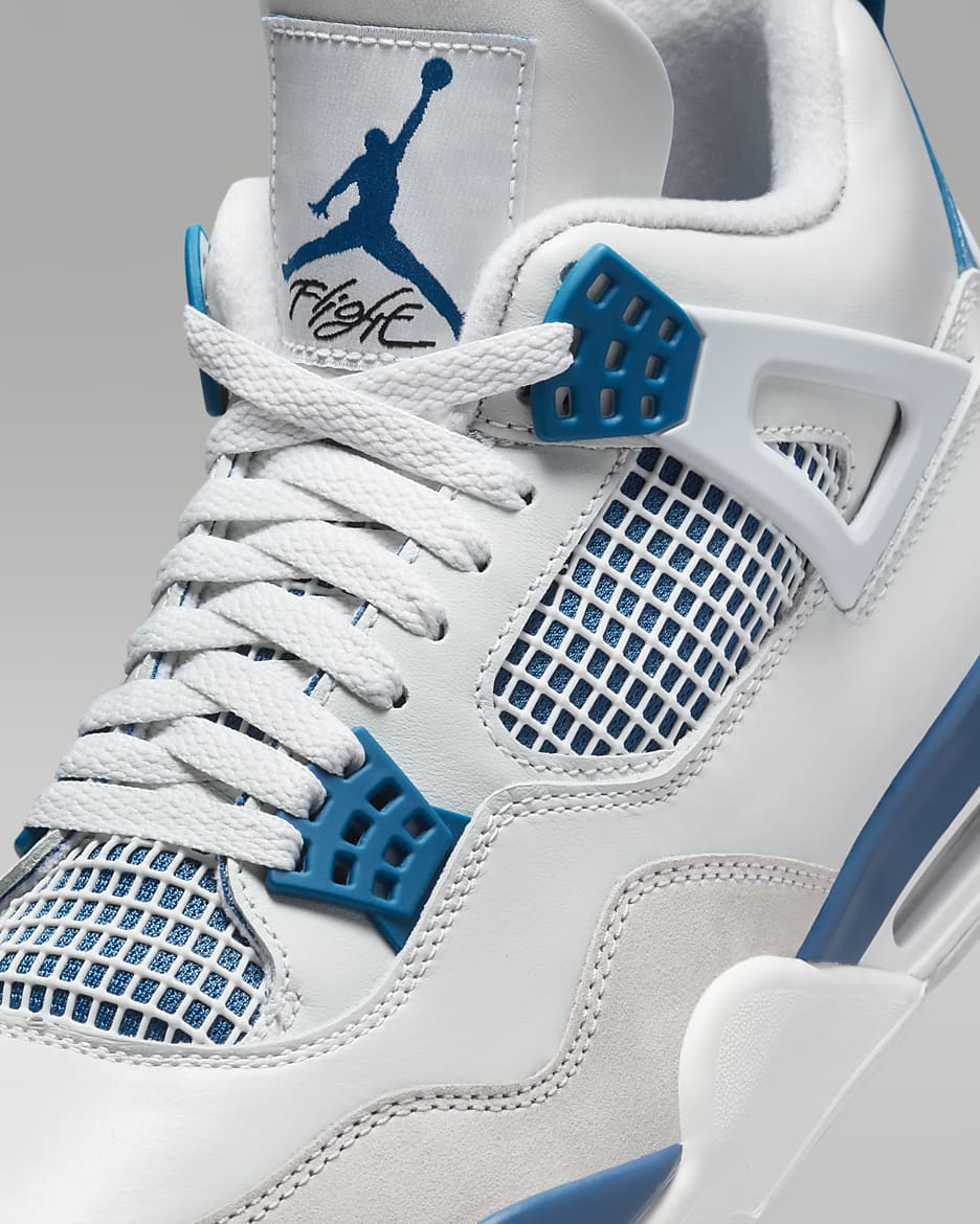 White and blue jordans retro top